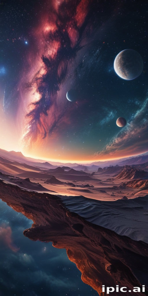 Majestic Cosmic Landscape Featuring Planets and a Colorful Nebula in Space