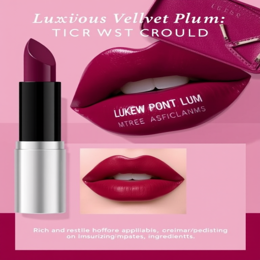 Luxurious Velvet Plum lip color offering a rich, deep tone, creamy application, and moisturizing ingredients, suitable for sophisticated and elegant appearances