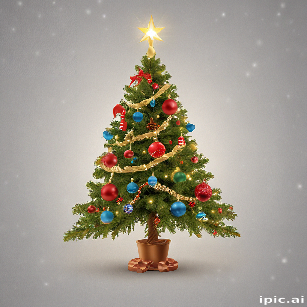Festively Decorated Christmas Tree with Colorful Ornaments and a Star Top