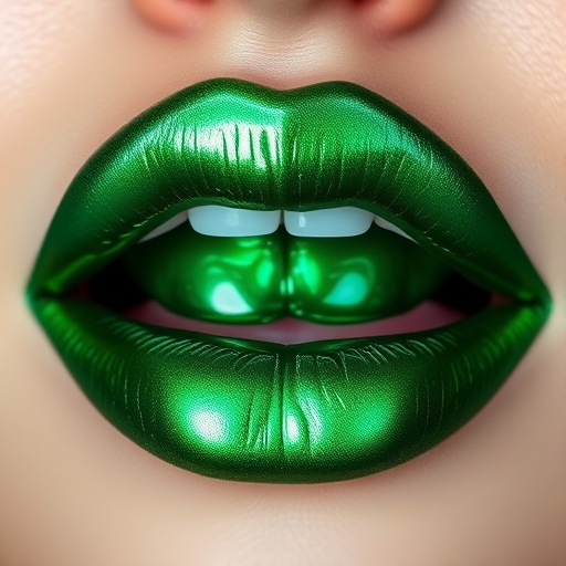 Metallic emerald green lips with a high-shine finish, "Enchanted Forest" boasts a daring and avant-garde color with a smooth, reflective surface