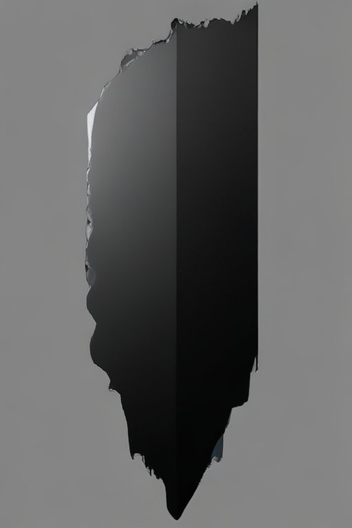 Abstract Black Shape with Textured Edges Against a Soft Gray Background