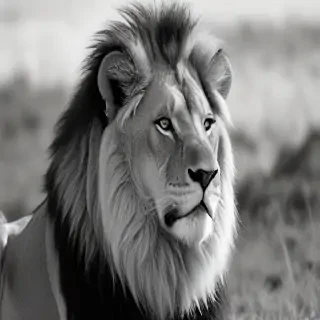 lion black and white