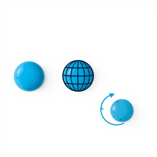 Create an image of three globe icons: the first is a simple blue globe, the second is a blue globe with a dark outline, and the third is a blue globe with a circular arrow around it, captured with a Canon EOS R5, 50mm lens, f/8 aperture, ISO 100, in natural lighting, top-down view, with a clean white background for clarity.