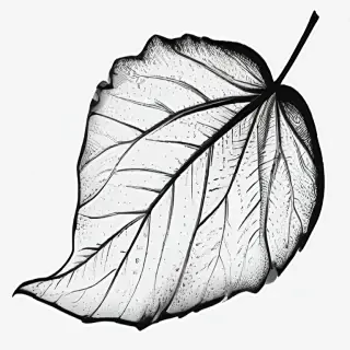 clipart leaf black and white