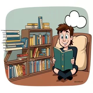 cartoon of reading