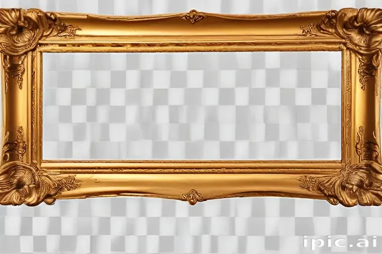 rectangle golden frame png