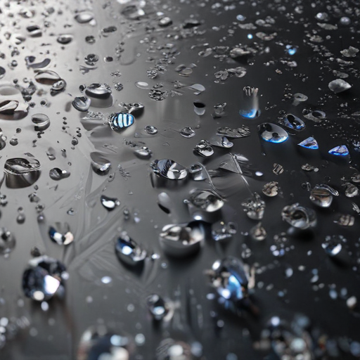 Glistening Water Droplets on a Dark Surface Reflecting Subtle Light ...