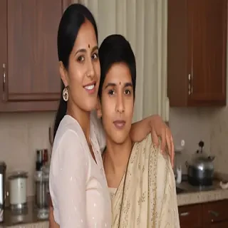 mom and son indian