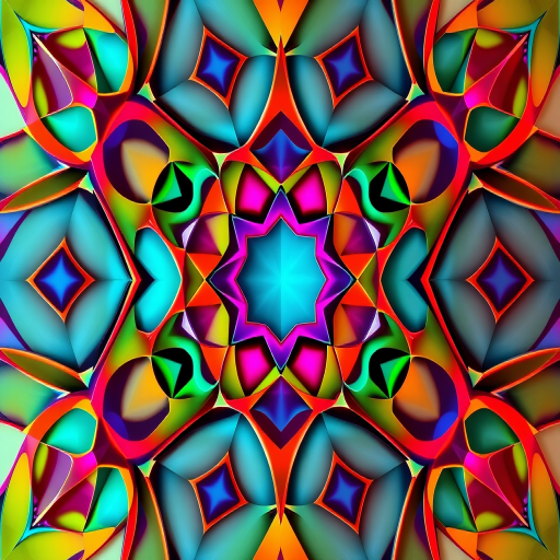 Create a high-resolution illustration of an abstract geometric pattern featuring interlocking shapes with vibrant colors, taken with a DSLR camera at f/8 aperture, ISO 100, 50mm lens, in a top-down view, using a high dynamic range imaging style.