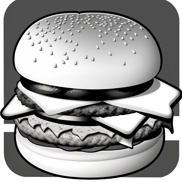 burger clipart black and white
