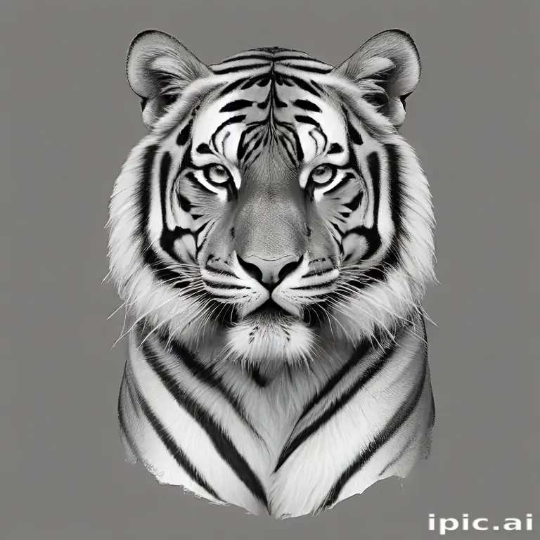 tiger clipart black and white