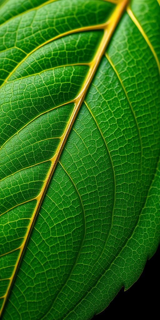 Generate a high-resolution image of a detailed leaf with intricate veins, captured with a Canon EOS R5, ISO 100, aperture f/8, shutter speed 1/200s, using a macro lens for a sharp close-up view against a contrasting background.