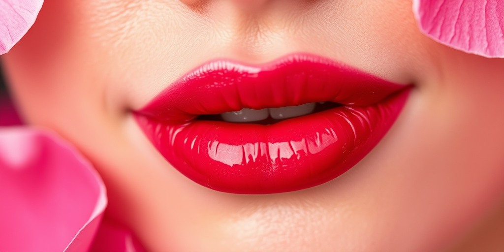 Romantic rose petal lips showcase a delicate, natural-looking stain, as if kissed by flower petals and enhanced with a dewy finish