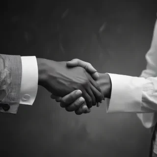 handshake black and white