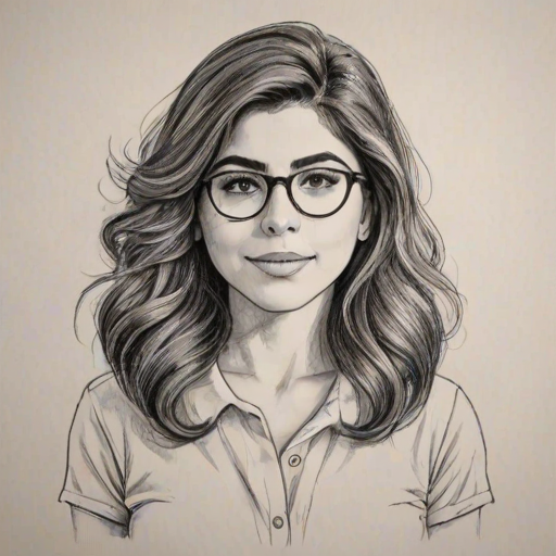 Appealing Daniella Monet, pencil sketch, portrait of Comely woman 1944s in glasses, hair style beatnik, outline, clear lines, fine lines, 8k