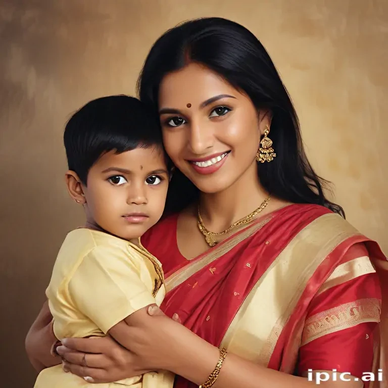 mom and son indian