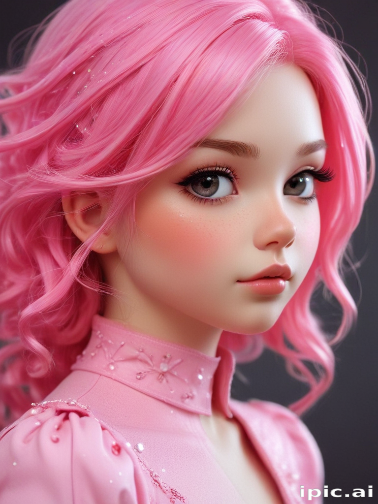 A Captivating Portrait of a Young Woman with Vibrant Pink Hair and ...