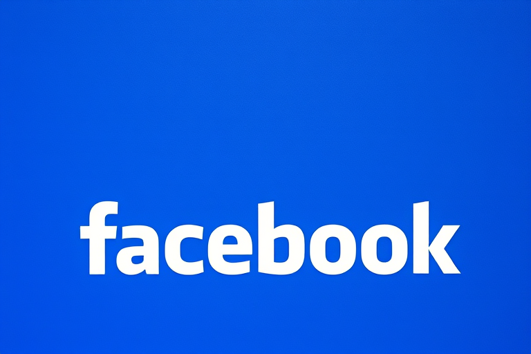Create a high-resolution image of the Facebook logo with a clean blue and white color scheme, shot with a Canon EOS R5 at f/2.8, ISO 100, 50mm lens, natural lighting, top-down view, emphasizing clarity and vibrancy.