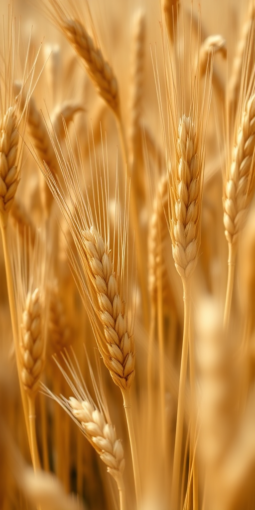 close-up of golden wheat field with detailed textures, macro lens 100mm, aperture f/2.8, ISO 200, natural light, captured from a low angle, DSLR camera