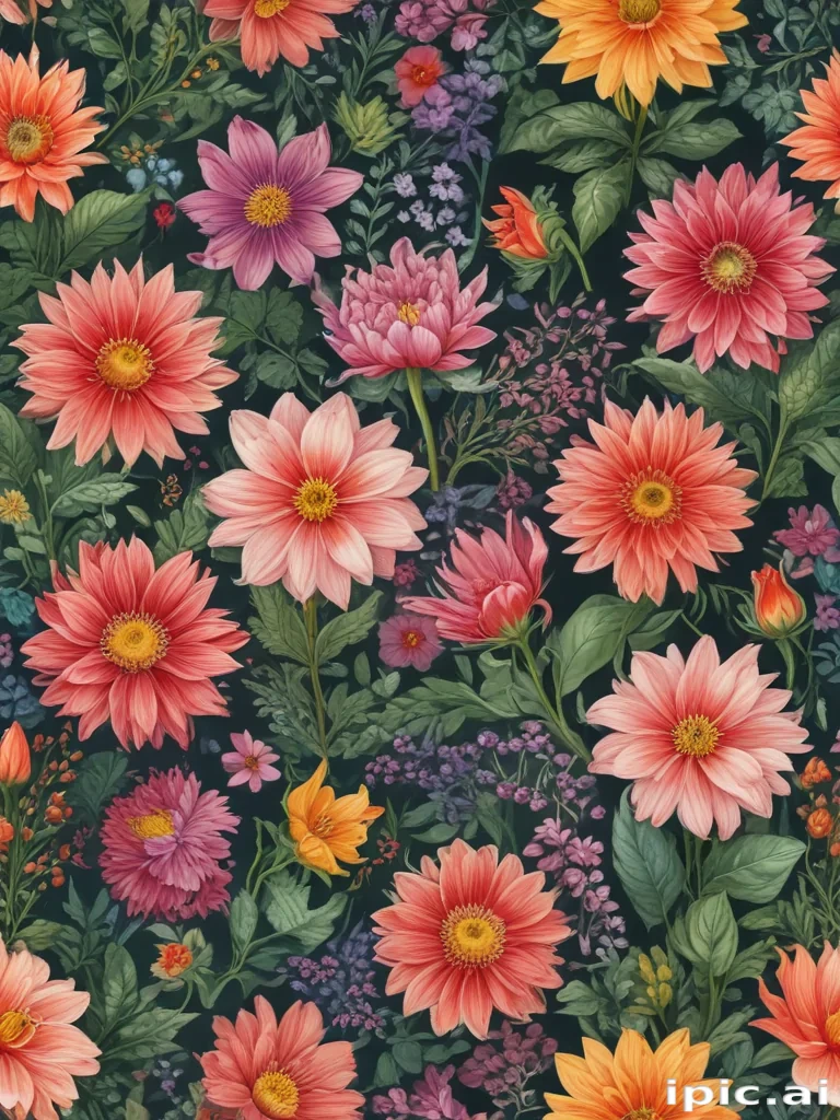 color drawings of flowers