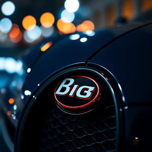 capture a close-up shot of a Bugatti grill at night with bokeh lights in the background, using a Canon EOS R5 with a 50mm f/1.2 lens, aperture set to f/1.2 for shallow depth of field, ISO 100 for low noise, and a shutter speed of 1/200s for crisp details