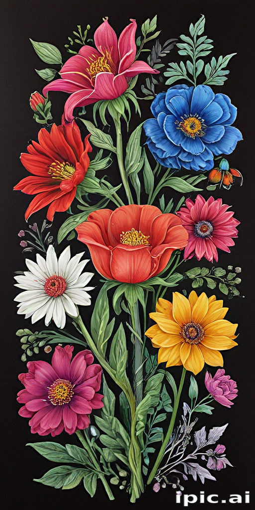 Vibrant Floral Arrangement Featuring a Variety of Colorful Blooms and ...