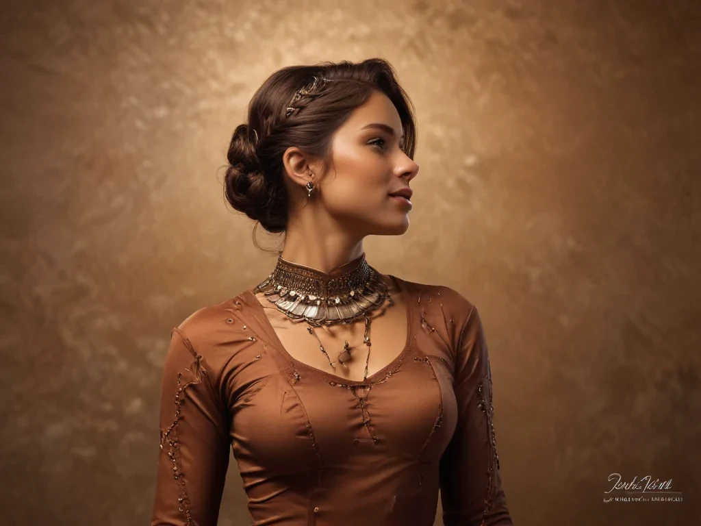 Elegant Portrait of a Woman Adorned in Traditional Jewelry and Attire