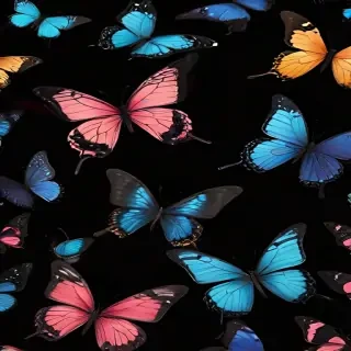 butterflies in black background