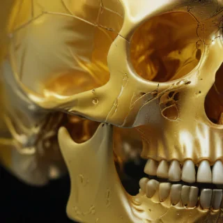 transparent gold skull