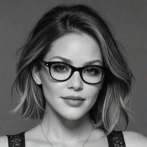 Captivating Katharine McPhee, pencil sketch, portrait of Enticing woman 1951s in glasses, hair style beatnik, outline, clear lines, fine lines, 8k