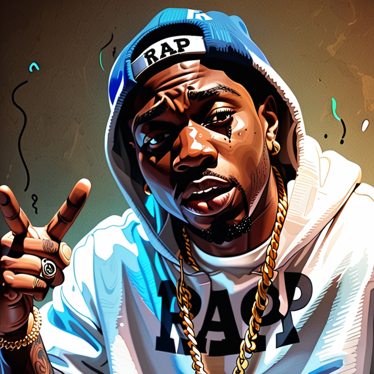 Hand On Stop Sign Rapper Stylish Rap Artist Posing Confidently with a Peace Sign Gesture