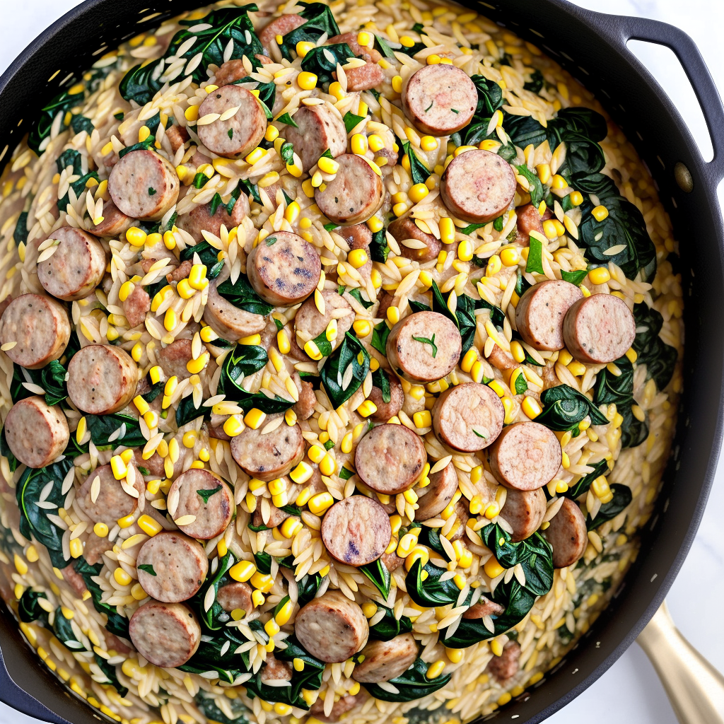 one pot orzo with sausage spinach and corn