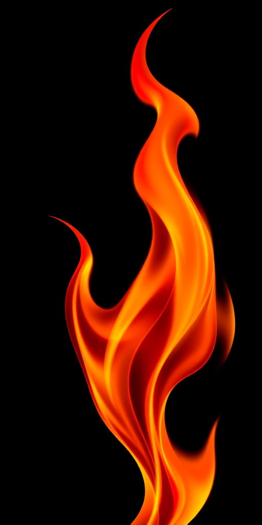 Create a high-resolution image of a flame design with vibrant orange and red gradients, using a DSLR camera with a 50mm lens, aperture f/2.8, ISO 100, and natural lighting to enhance color depth and clarity.