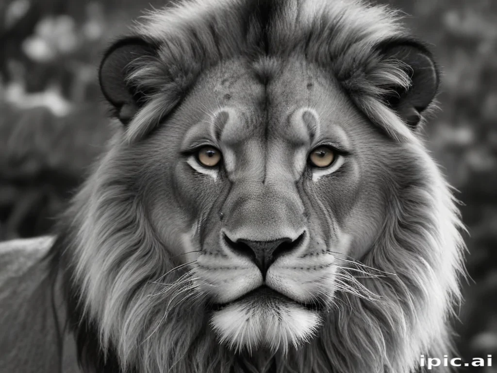 lion black and white
