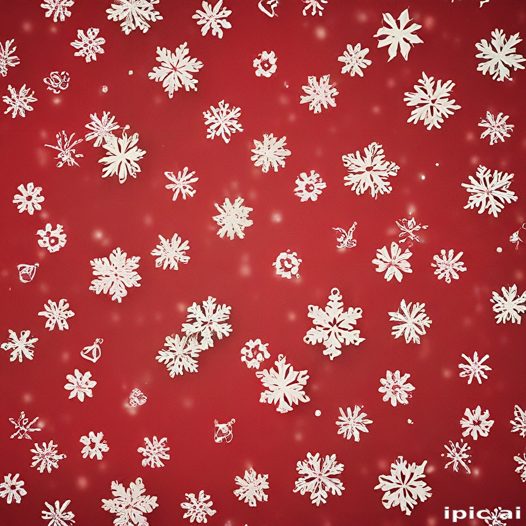 Delicate White Snowflakes Gently Falling on a Vibrant Red Background