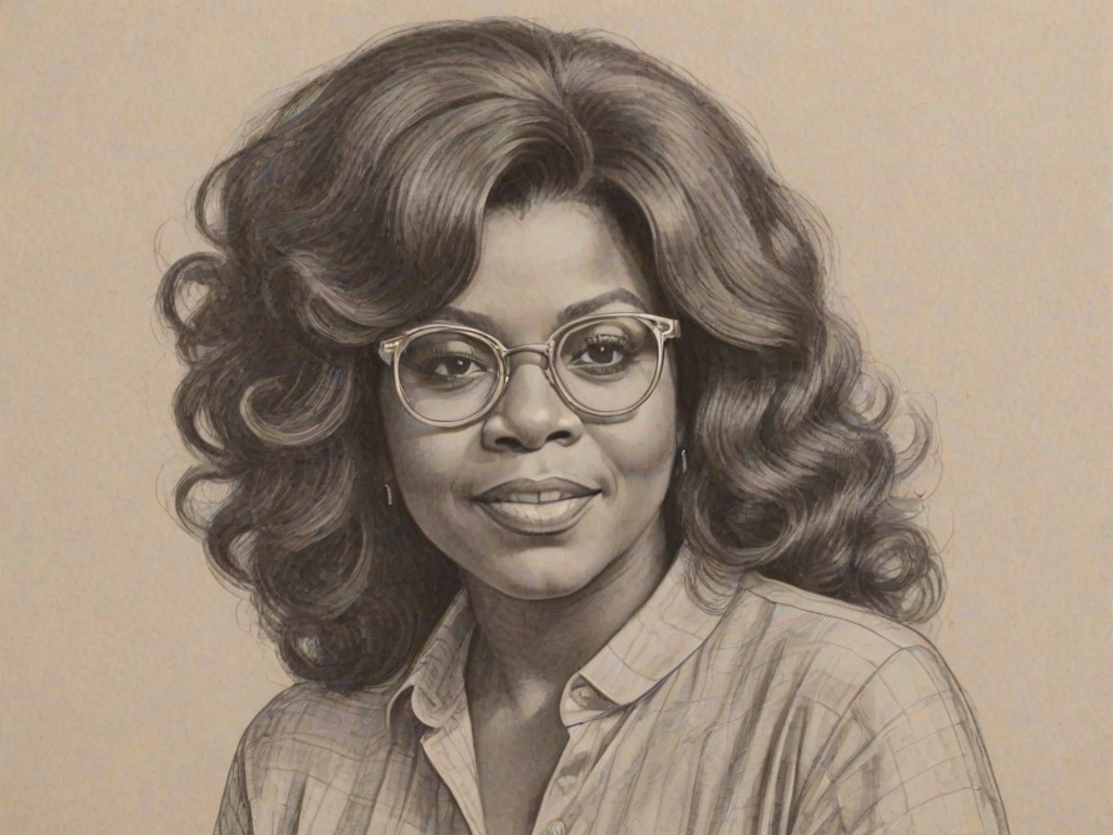 Superb Gloria Gaynor, pencil sketch, portrait of Bewitching woman 1965s in glasses, hair style beatnik, outline, clear lines, fine lines, 8k