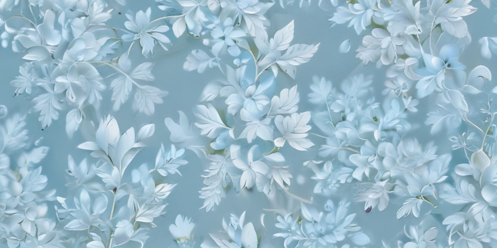 Delicate Blue Floral Patterns Featuring Various Leaves and Blossoms on ...