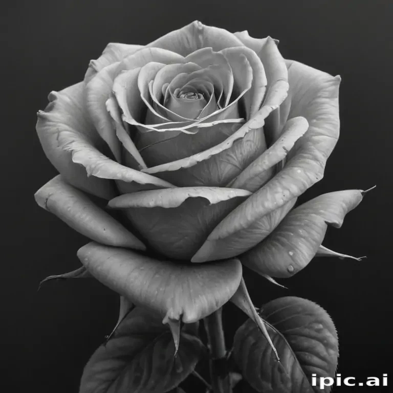 rose drawing black and white