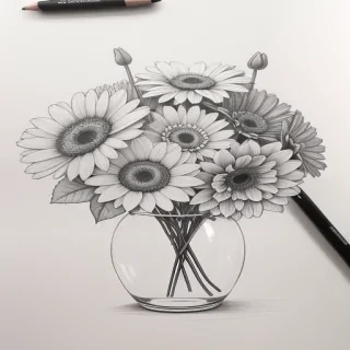 aesthetic flowers drawing