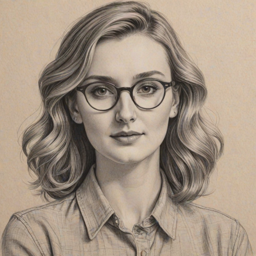Charming Laura Carmichael, pencil sketch, portrait of Splendid woman 1944s in glasses, hair style beatnik, outline, clear lines, fine lines, 8k