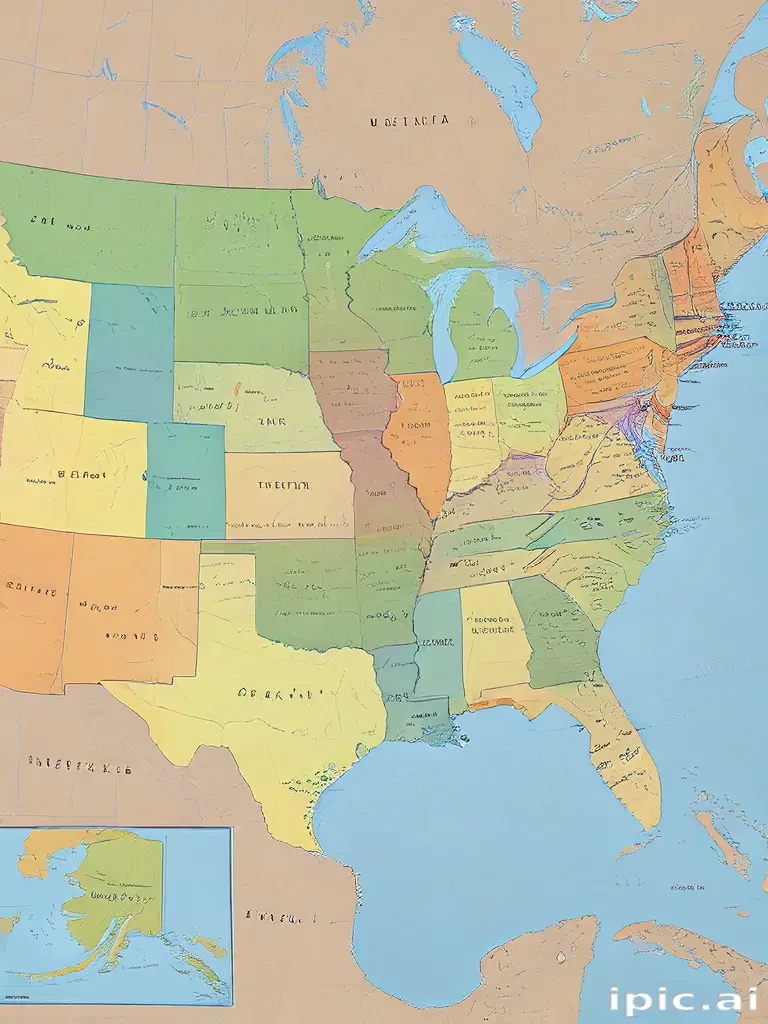 map of united states with states