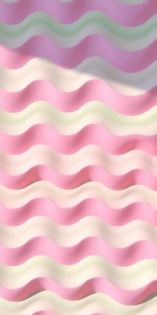 Create a wavy pattern with pastel colors in shades of pink, green, purple, and cream, using a Canon EOS R5 with a 50mm f/1.2 lens in natural light, focusing on vibrant color saturation and smooth gradients.
