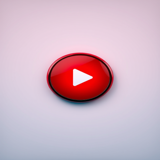 Create a high-resolution digital illustration of a circular red button with a white play icon in the center, using a Canon EOS R5 camera, 50mm f/1.2 lens, aperture set to f/2.8, ISO 100, and a well-lit studio backdrop for optimal clarity and color depth.