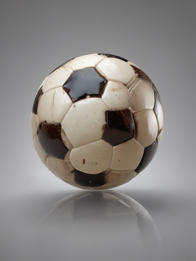 A Classic Soccer Ball with Black and White Hexagonal Patterns on Display.