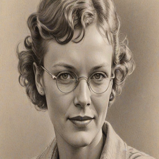 Exquisite Amelia Earhart, pencil sketch, portrait of Gorgeous woman 1936s in glasses, hair style beatnik, outline, clear lines, fine lines, 8k