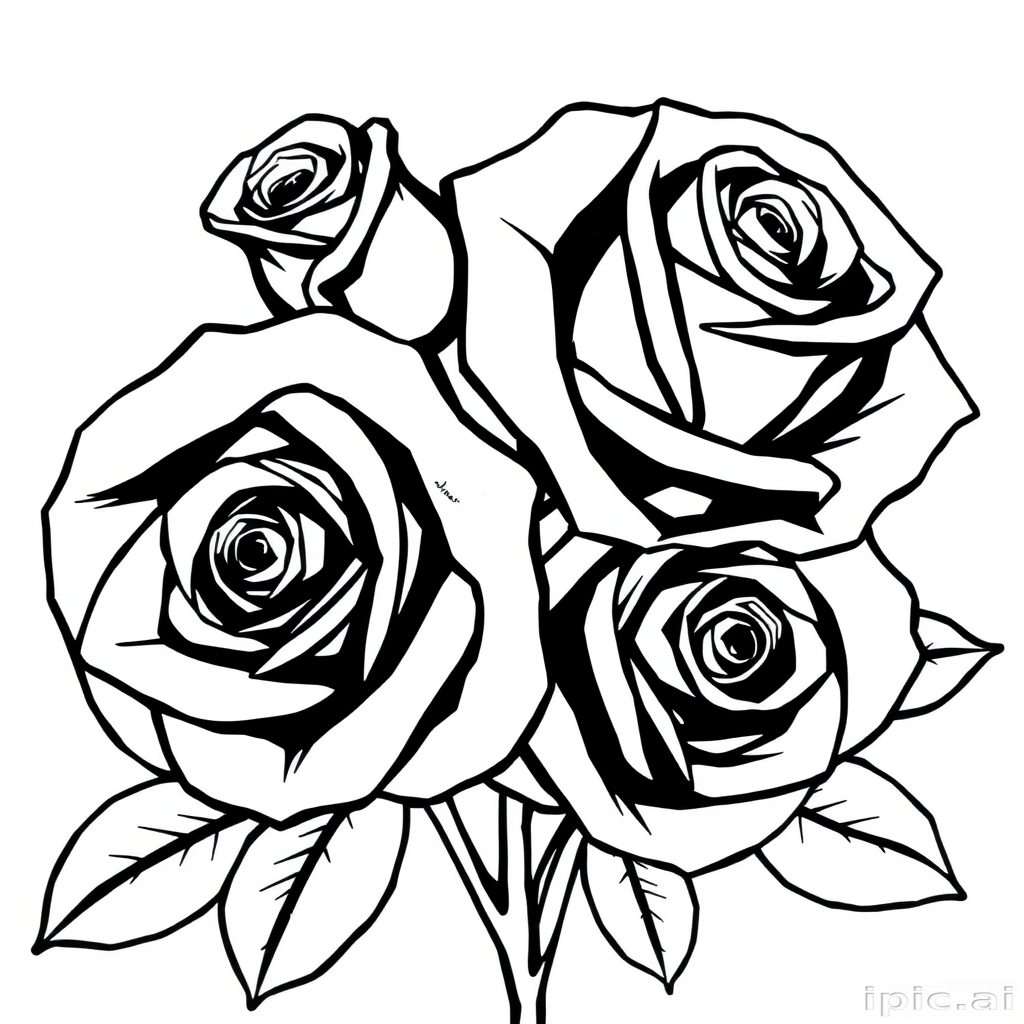 roses clipart black and white