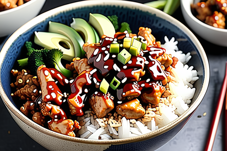 general tso ground chicken bowl