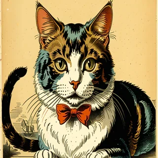 vintage cat illustration