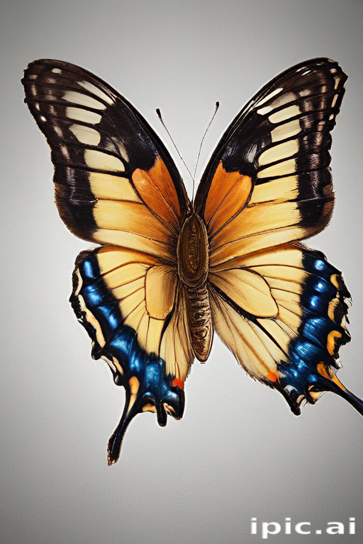Stunning Butterfly Displaying Vibrant Colors Against a Soft Gray Background