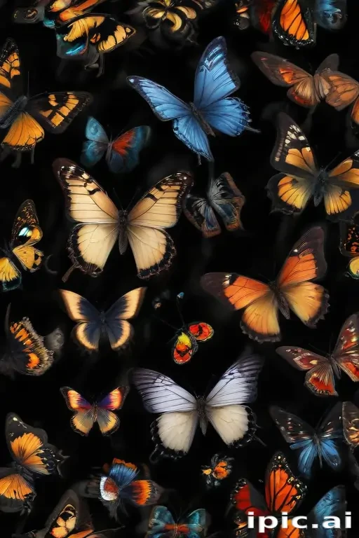 butterflies in black background